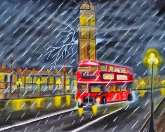 London Bus Diamond Painting Art