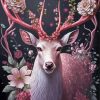 Magical Floral Pink Deer Diamond Painting Art