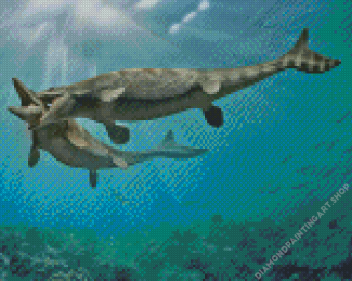 Mosasauruses Fighting 5D Diamond Painting Art