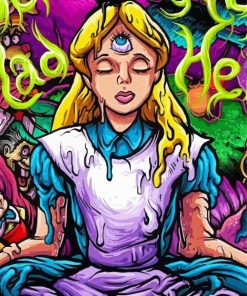 Psychedelic Alice In Wonderland Diamond Painting Art