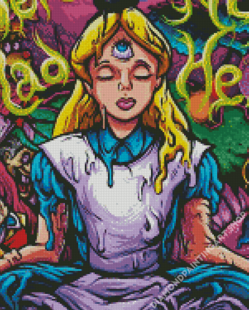 Psychedelic Alice In Wonderland Diamond Painting Art