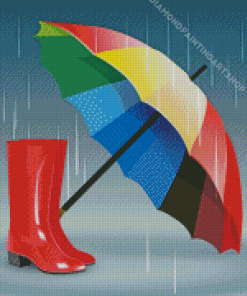 Boots And Umbrella Diamond Painting Art