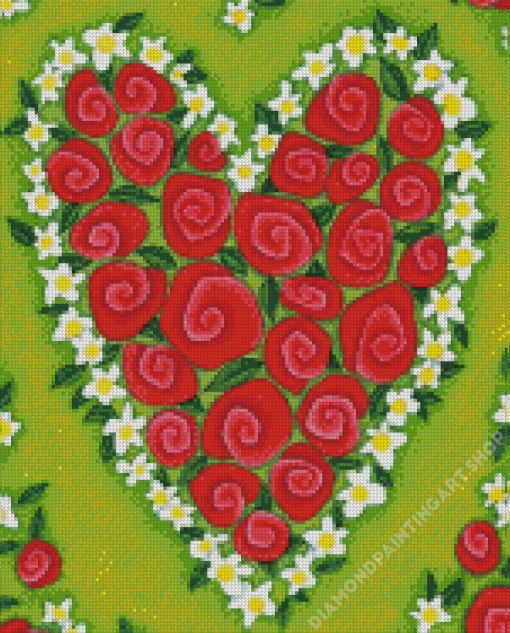 Rose Heart Diamond Painting Art