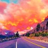 Sunset Aesthetic Road Mountains Diamond Painting Art