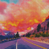 Sunset Aesthetic Road Mountains Diamond Painting Art