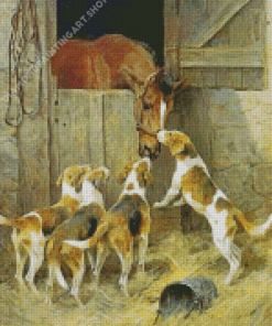 Horse And Dogs Diamond Painting Art