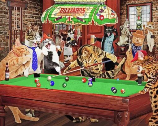 The Snooker Cats Diamond Painting Art