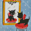 Vintage Christmas Cat Diamond Painting Art