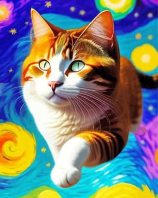Cat Cosmos Diamond Painting Art