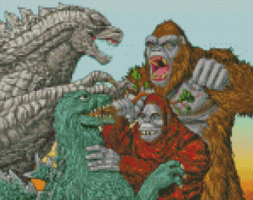 Godzilla And King Kong Diamond Painting Art