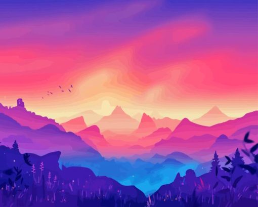 Aesthetic Mountain Horizon Diamond Painting Art