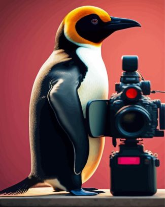 Penguin Photographer Diamond Painting Art