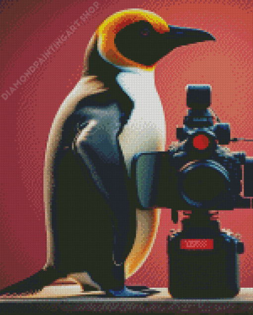 Penguin Photographer Diamond Painting Art