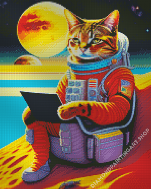 Astronaut Cat Diamond Painting Art