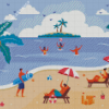 Beach Illustration Diamond Painting Art