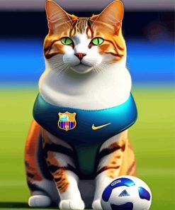 Cat Footballer Diamond Painting Art