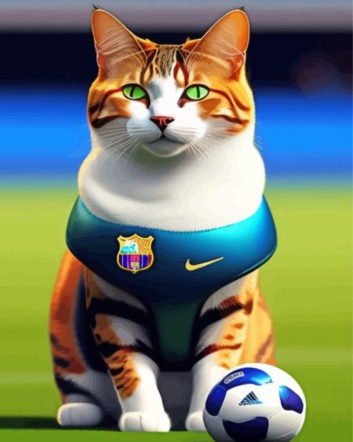 Cat Footballer Diamond Painting Art