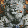Classy Smoking Lion Diamond Painting Art
