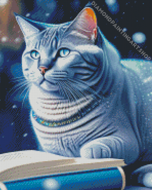 Cat Book Diamond Painting Art