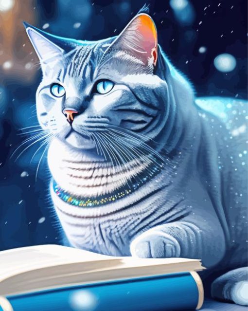 Cat Book Diamond Painting Art