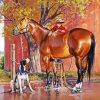 Dog With Horse And Child Diamond Painting Art