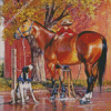 Dog With Horse And Child Diamond Painting Art