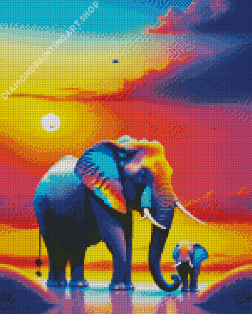 Elephants Diamond Painting Art