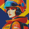 Firefighter Lady Diamond Painting Art