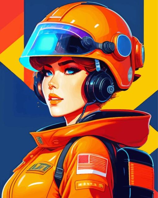 Firefighter Lady Diamond Painting Art