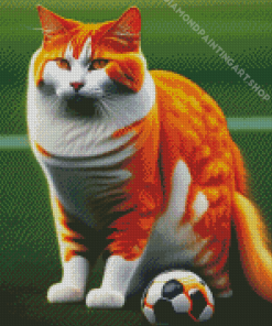 Footballer Cat Diamond Painting Art