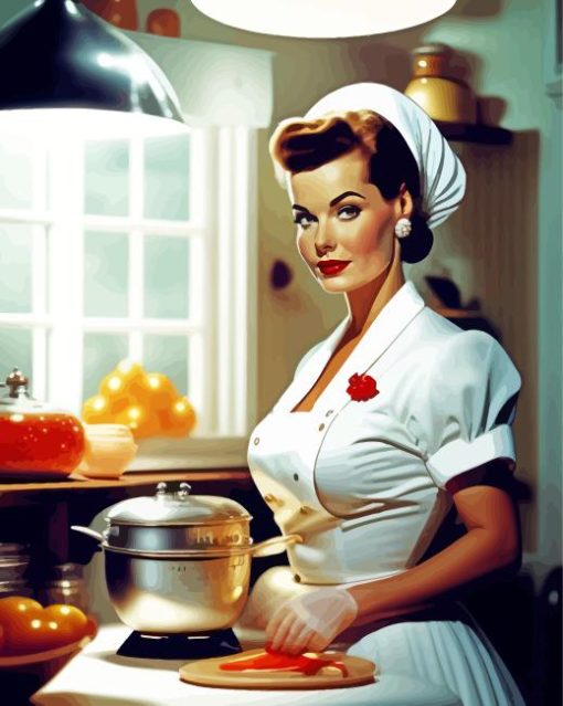 Lady Cooking Diamond Painting Art