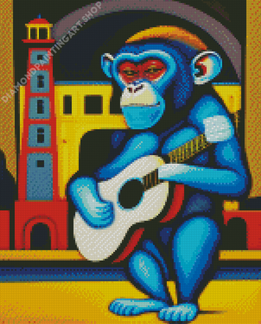 Monkey Guitar Diamond Painting Art