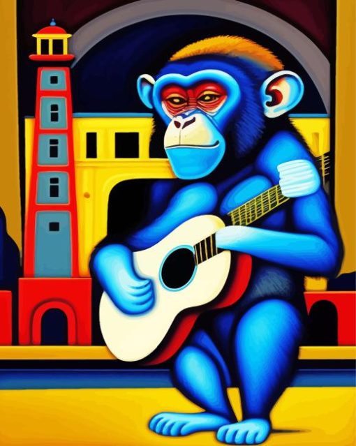 Monkey Guitar Diamond Painting Art