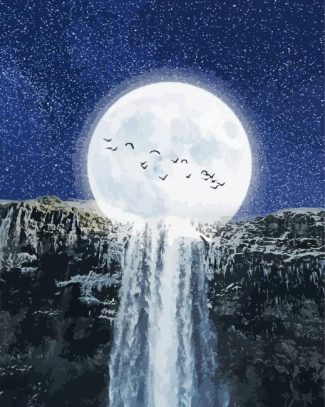 Moonlight Waterfall Diamond Painting Art