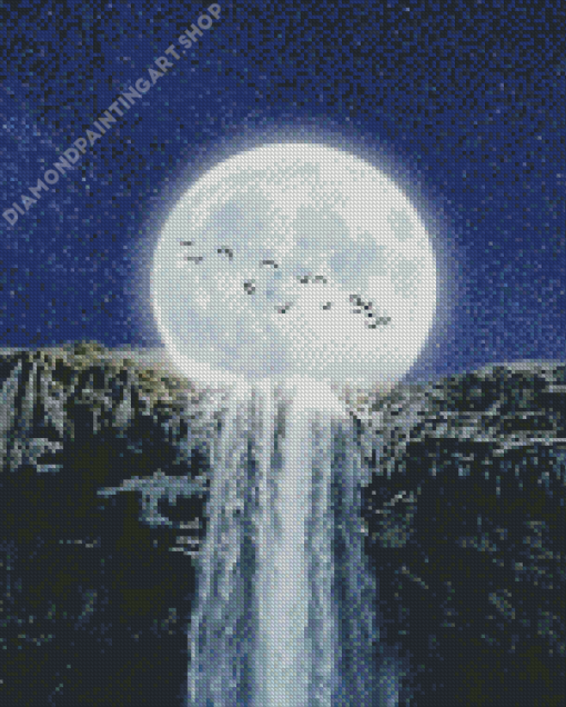 Moonlight Waterfall Diamond Painting Art