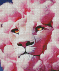 Pink Lion Diamond Painting Art