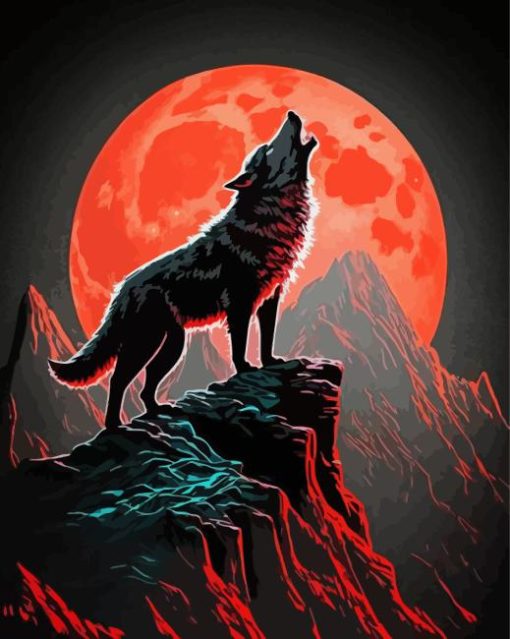 Moon Wolf Diamond Painting Art