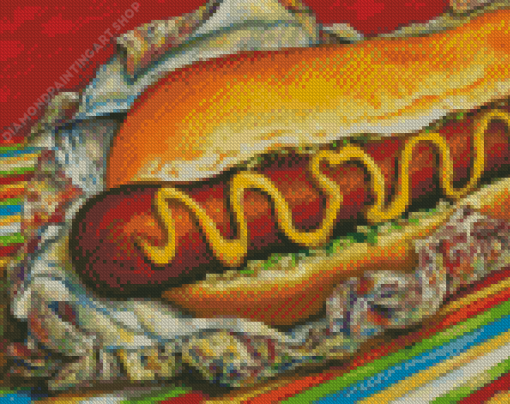 Hot Dog Diamond Painting Art