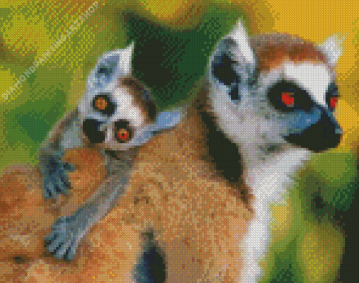 Ring Tailed Lemur Diamond Painting Art