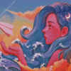 Clouds With A Girl Diamond Painting Art