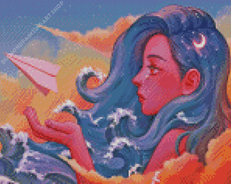 Clouds With A Girl Diamond Painting Art