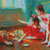 Ballerina With Cats Diamond Painting Art