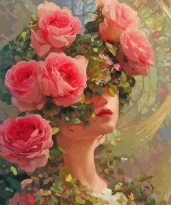 Blooming Roses Woman Diamond Painting Art