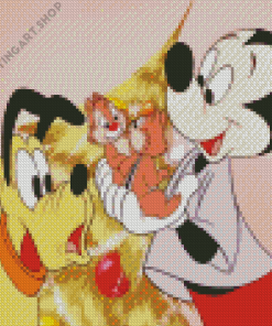 Mickey And Pluto Diamond Painting Art
