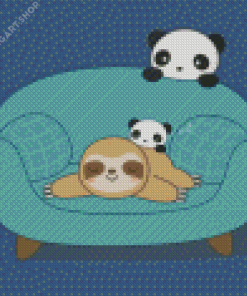 Panda And Sloth Diamond Painting Art