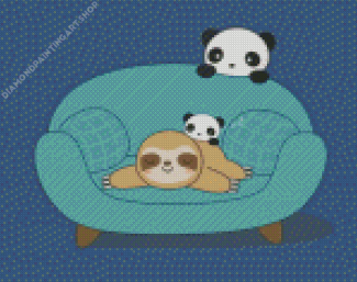 Panda And Sloth Diamond Painting Art