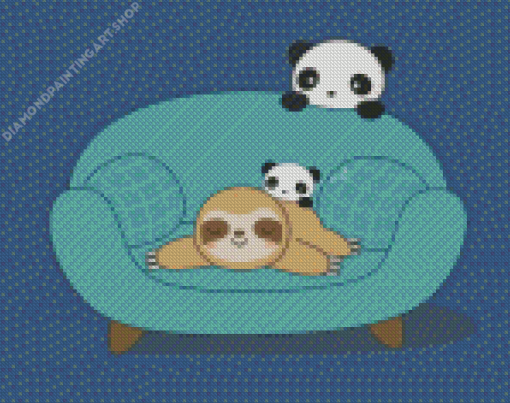 Panda And Sloth Diamond Painting Art