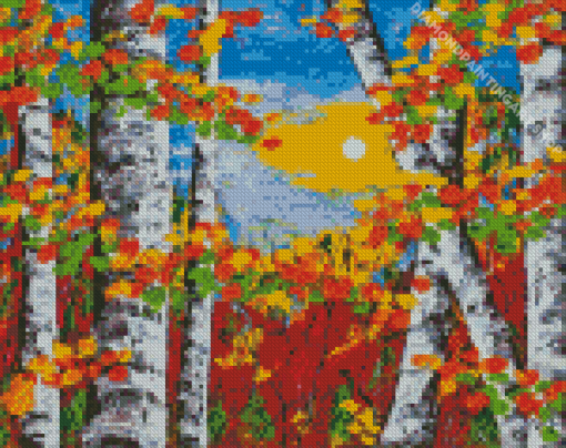 Fall Birches Diamond Painting Art