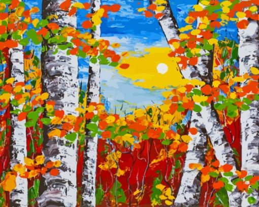 Fall Birches Diamond Painting Art