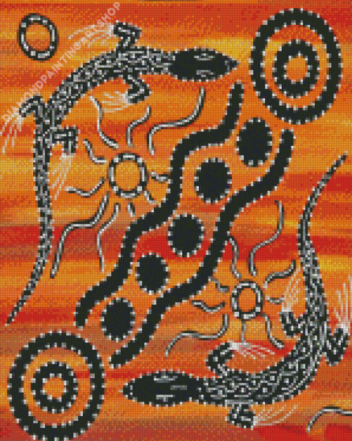 Goannas Aboriginal Diamond Painting Art
